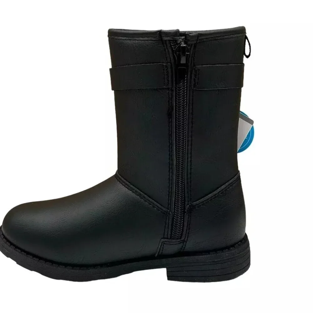 Carter's Youth Girl's Fashion Mid Calf‎ Boots Size 1 Black Lined Side Zipper